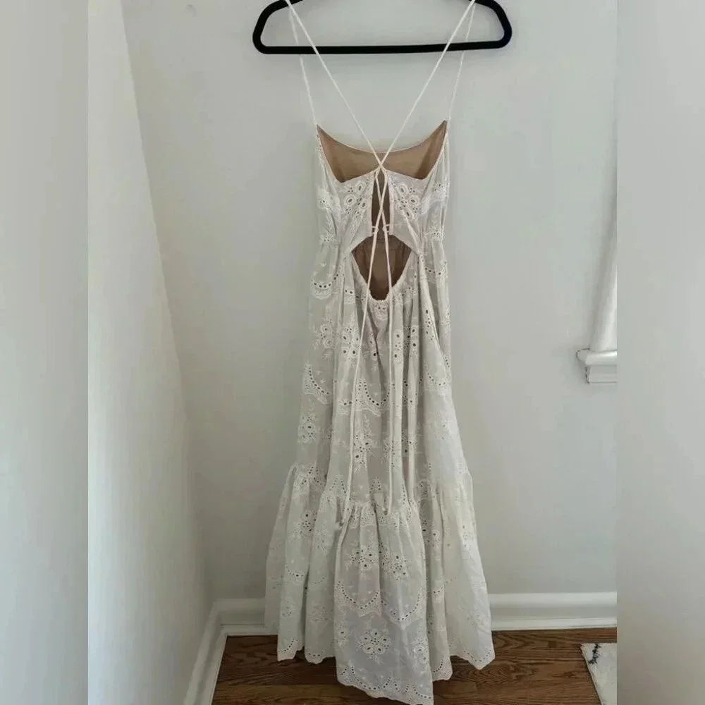 Tracey Reese Organic Eyelet & Laced Back Halter Dress NWT - Picture 6 of 13